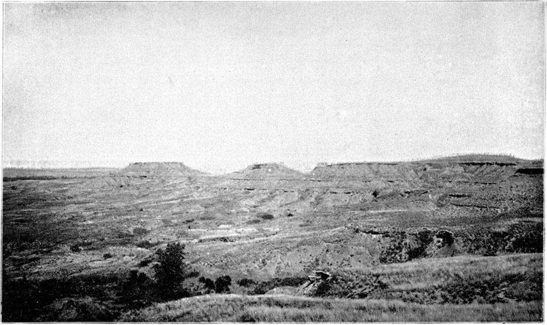 Black and white photo: Northern end of Gypsum Hills near Medicine Lodge.