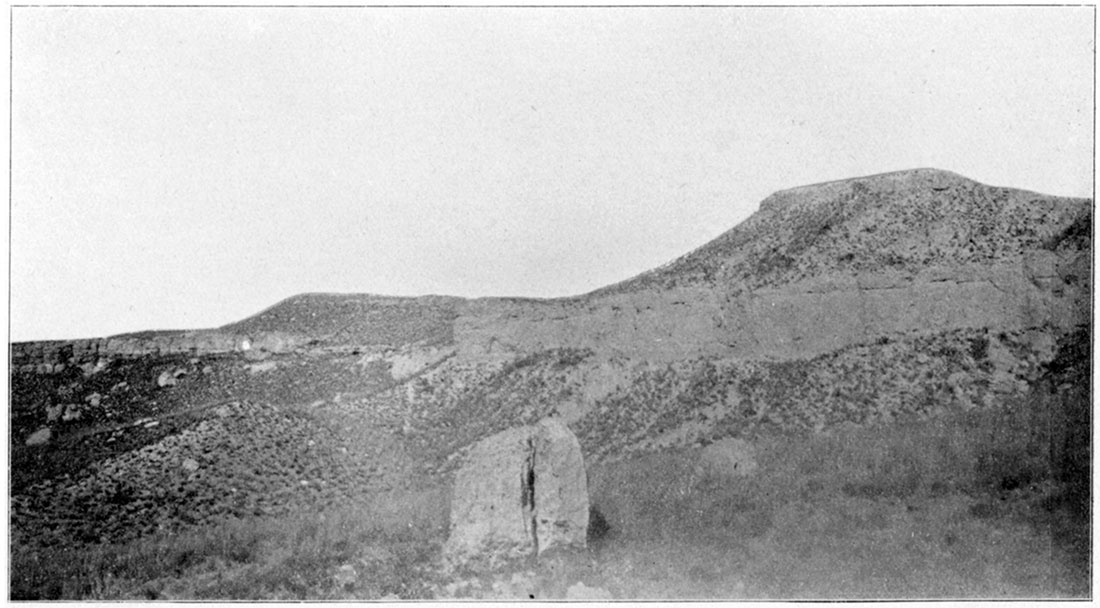 Black and white photo: Tertiary cliffs north of Ashland.