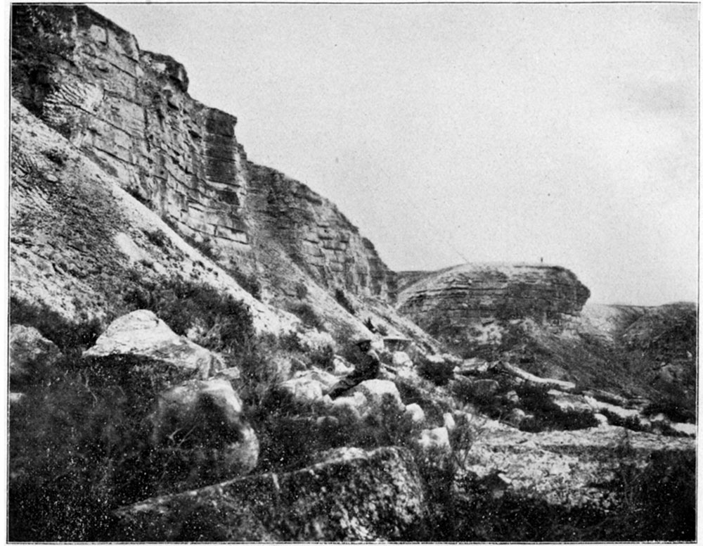 Black and white photo: Niobrara Bluffs, Gove County.