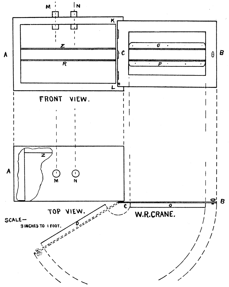 Front view of Copper Oven, with door open, showing grooves on door and back of oven.