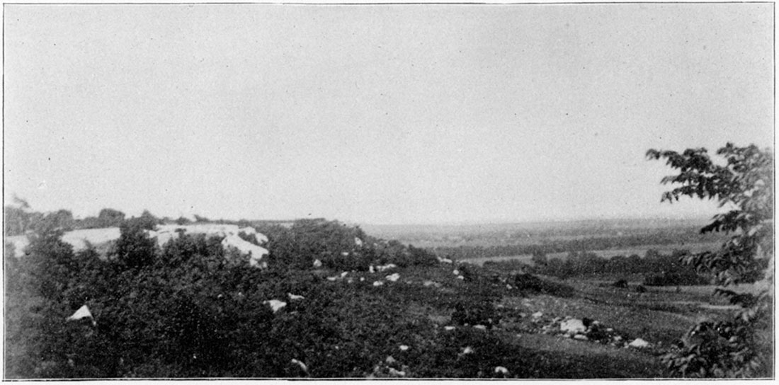 Black and white photo of Table Mound, near Independence, capped with Iola Limestone.