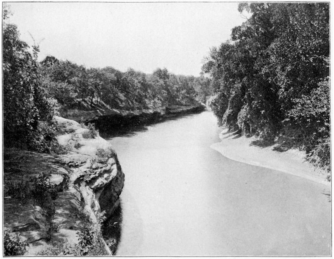 Black and white photo of Chautauqua Sandstone along the Wakarusa.