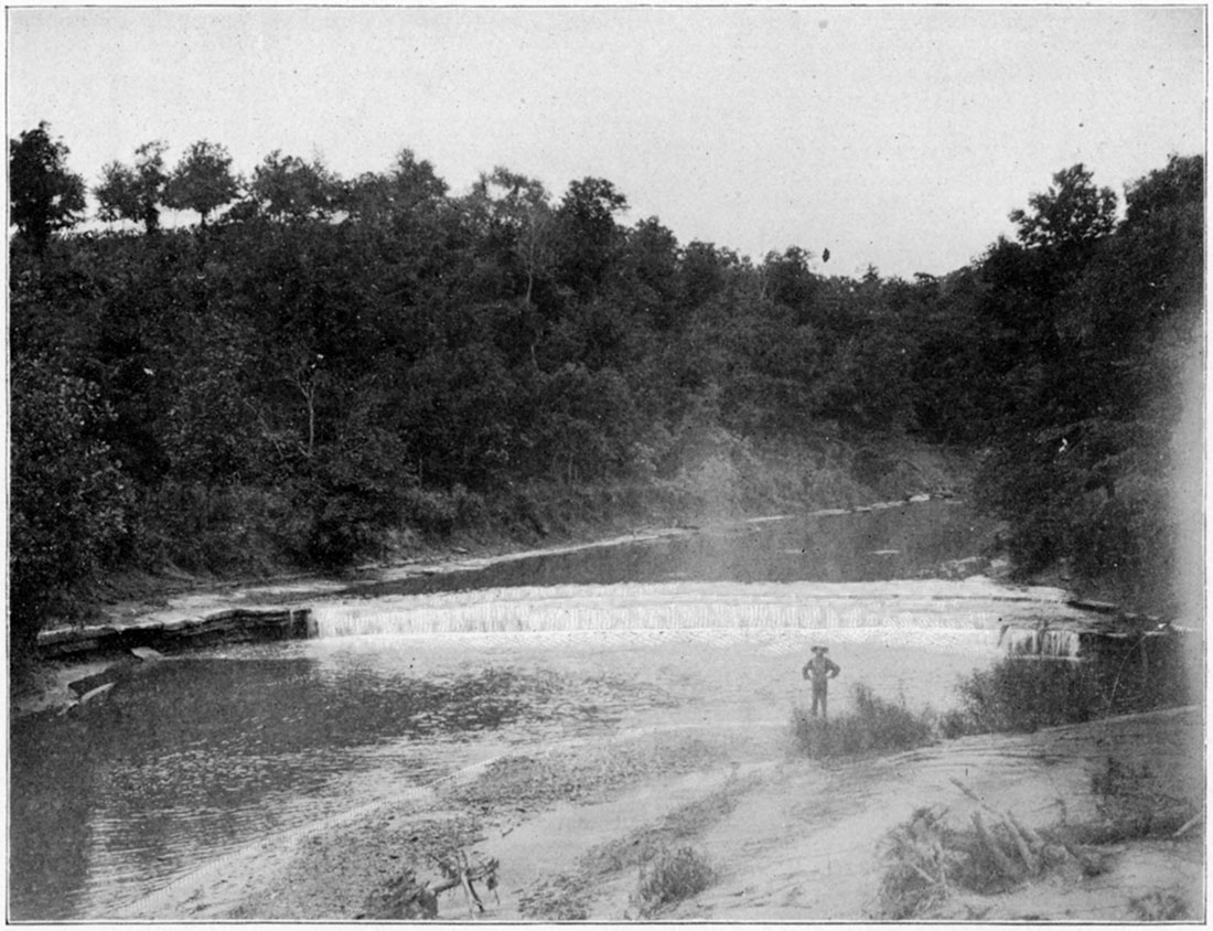 Black and white photo of Osage Shales and inclosed thin limestone, Cedar Falls.