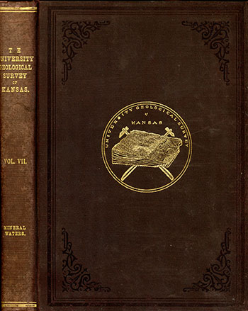 Cover of the book; red-brown cloth with gold imprinting of seal on cover and title on binding.