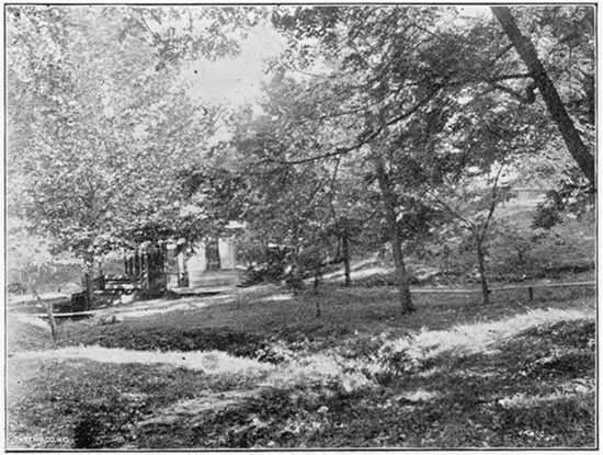 Black and white photo of Pavilion, Bonner Springs Park.