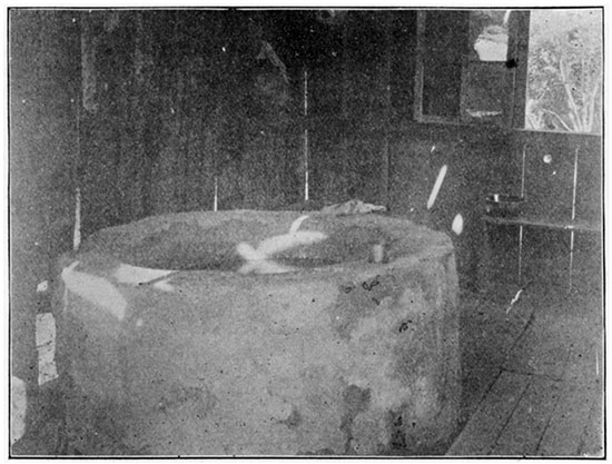 Black and white photo of Interior of Spring-house, Hoover's Spring.
