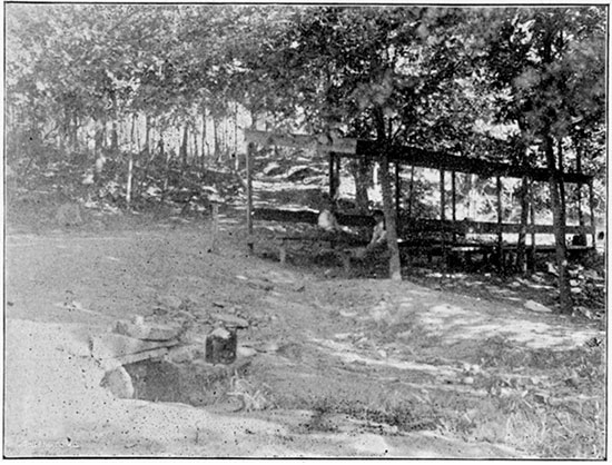 Black and white photo of Parkhurst's Iron Spring, Independence.