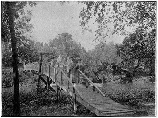 Black and white photo of Suspension Bridge, Louisville.