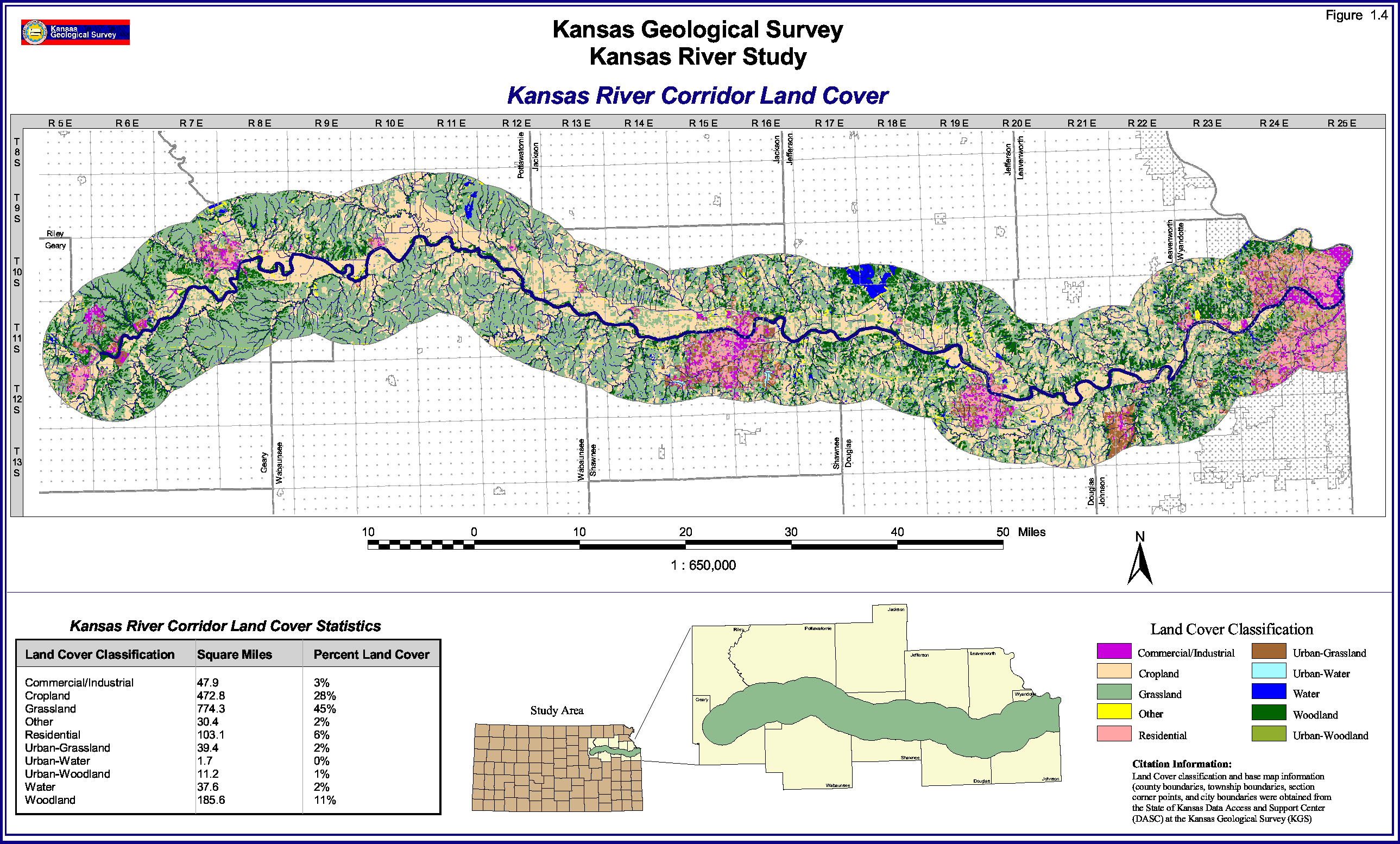 Land-cover Map of Kansas River corridor