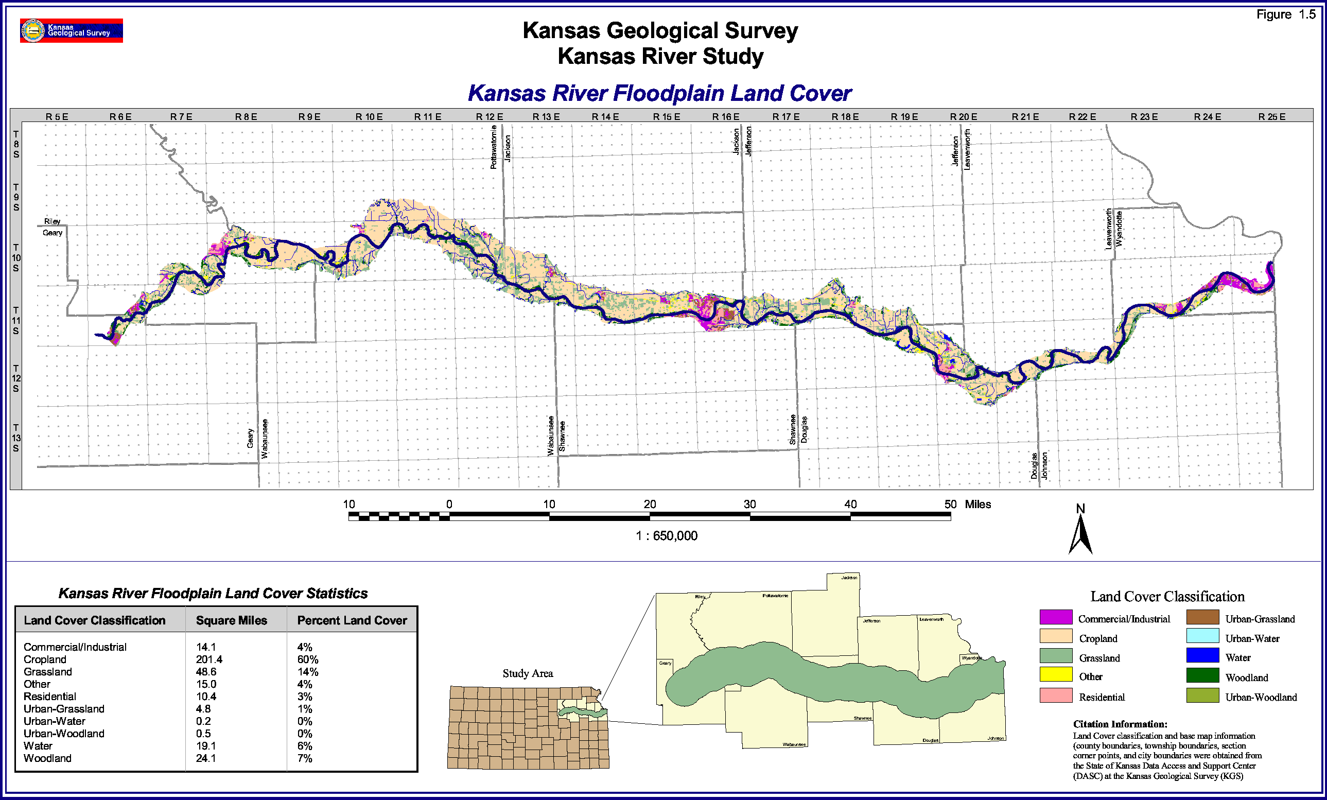 Land-cover Map of Kansas River afloodplain