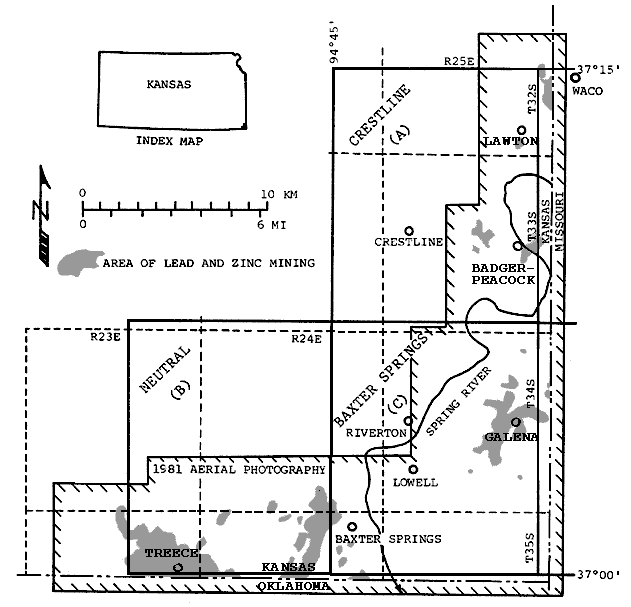 Far southeast Kansas is covered by Neutral, Baxter Springs, and Crestline topo maps.