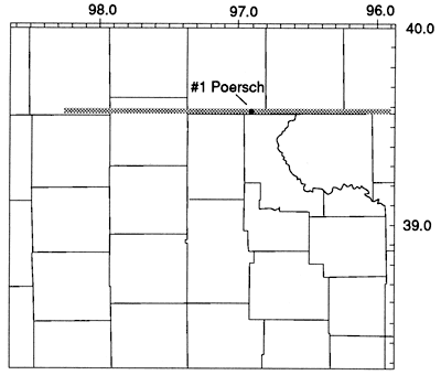 Map shows location of data in relation to Poersch 1 well.