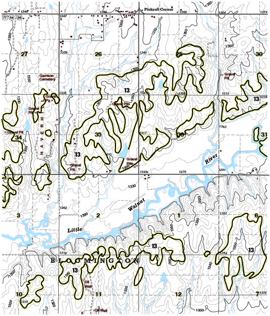 Black and white geologic map.