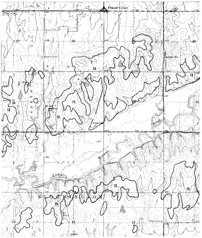 Black and white geologic map.