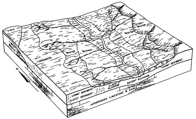 3-D block diagram; Olpe-Norge to East; Ladysmith to West.