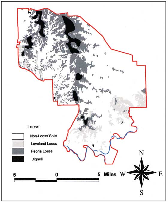 Bignell in north-south bands in central and western part of area; surrounded by Peoria; loveland in far west and far southeast area.