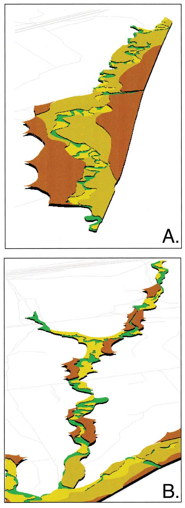 Wildcat Creek and Little Arkansas Creek in 3-D imaging.