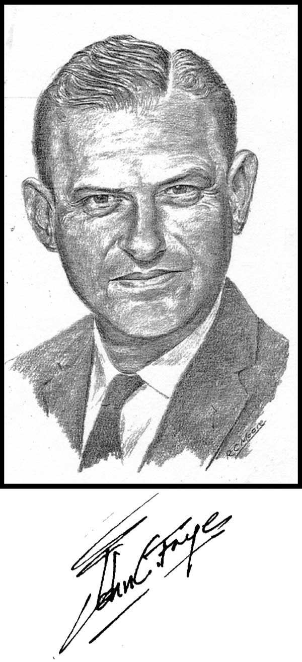 Sketch of John Frye and his autograph
