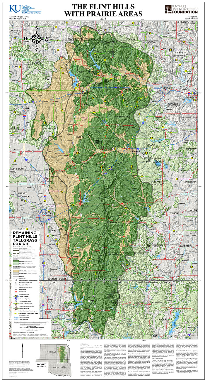 Small preview of the Flint Hills with Prairie Areas map.