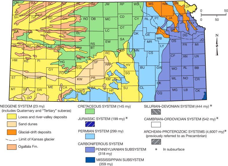 Geologic map of Kansas