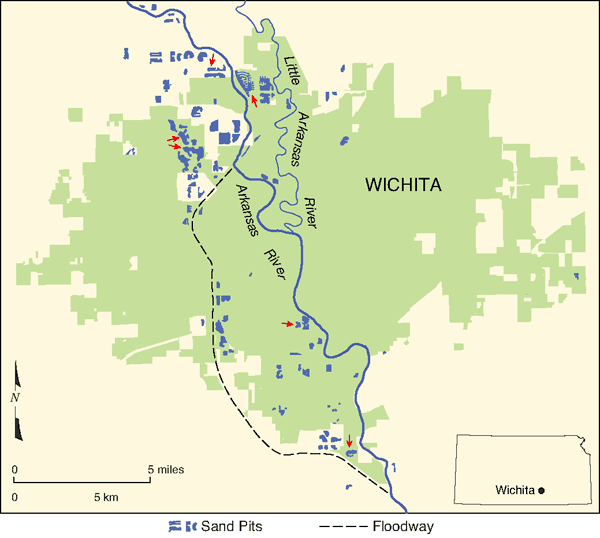 Four pits were studied in northern part of city, one in south-central area, and one in the south.