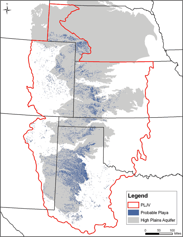 Map of playas showing locations in New Mexico, Texas, Oklahoma, Colorado, Kansas, and Nebraska.