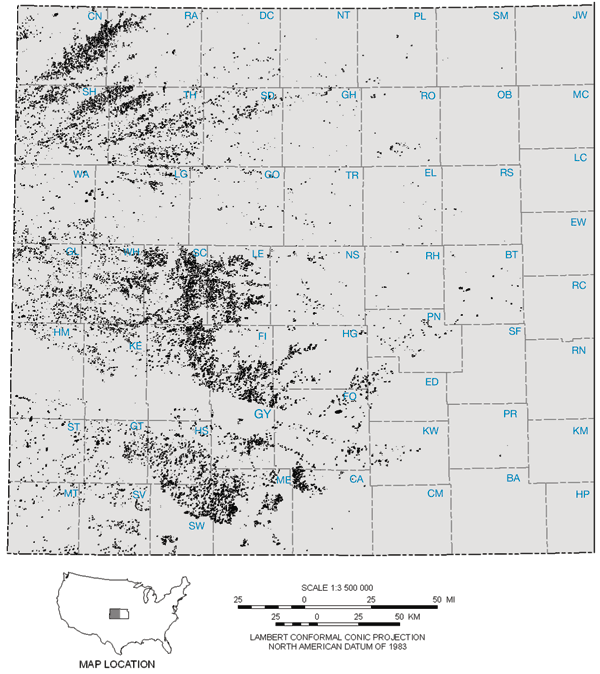 Map of playas showing locations in Kansas.