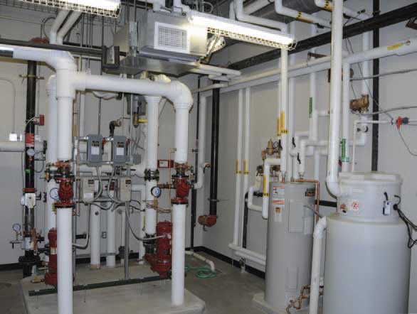 Color photo of piping and equipment for SunChips Business Incubator, Greensburg.