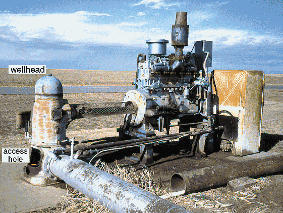 Photo of diesel pump at irrigation well.