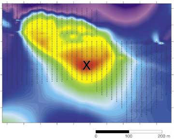 Magnetic map shows stroong signal over kimberlite