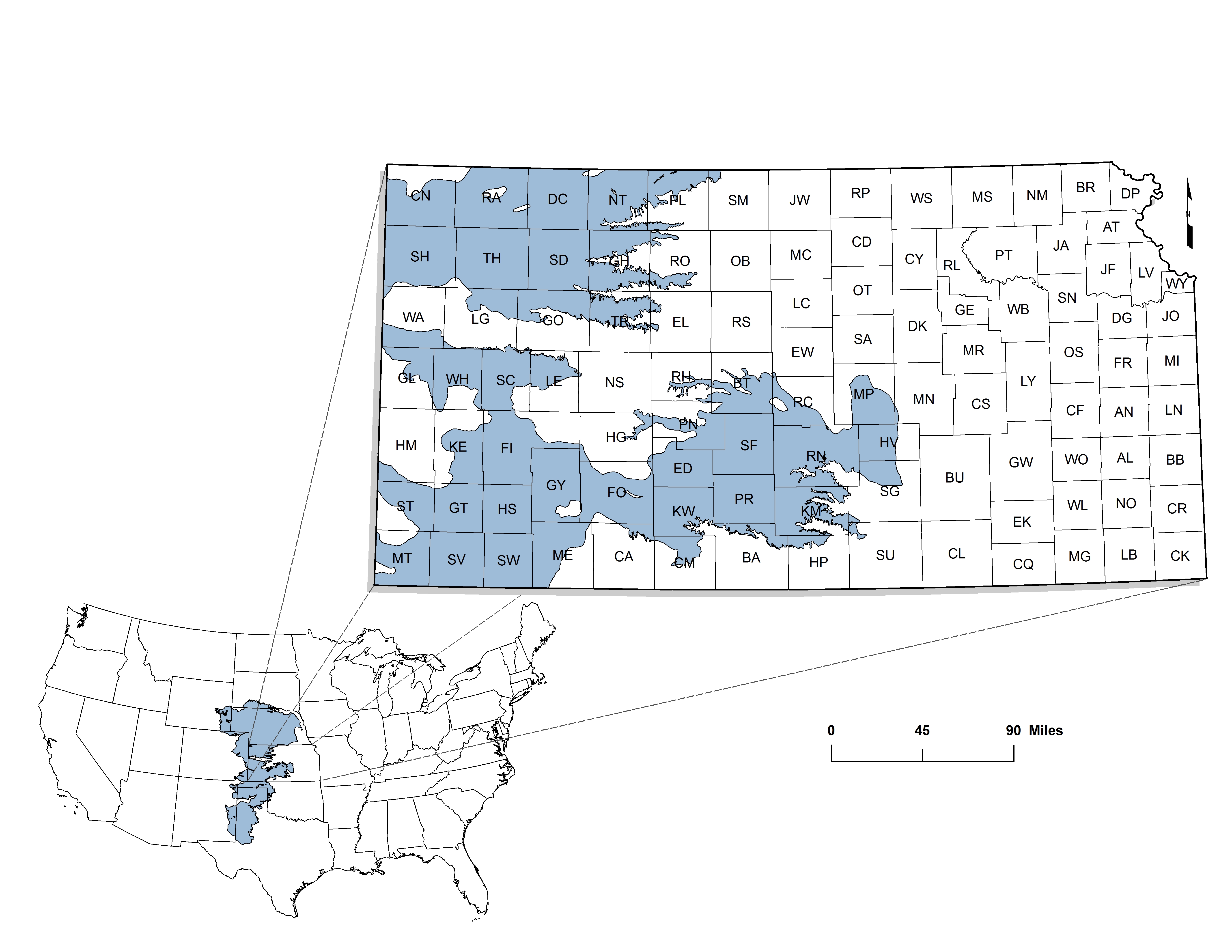 Figure 1. The High Plains aquifer in Kansas.