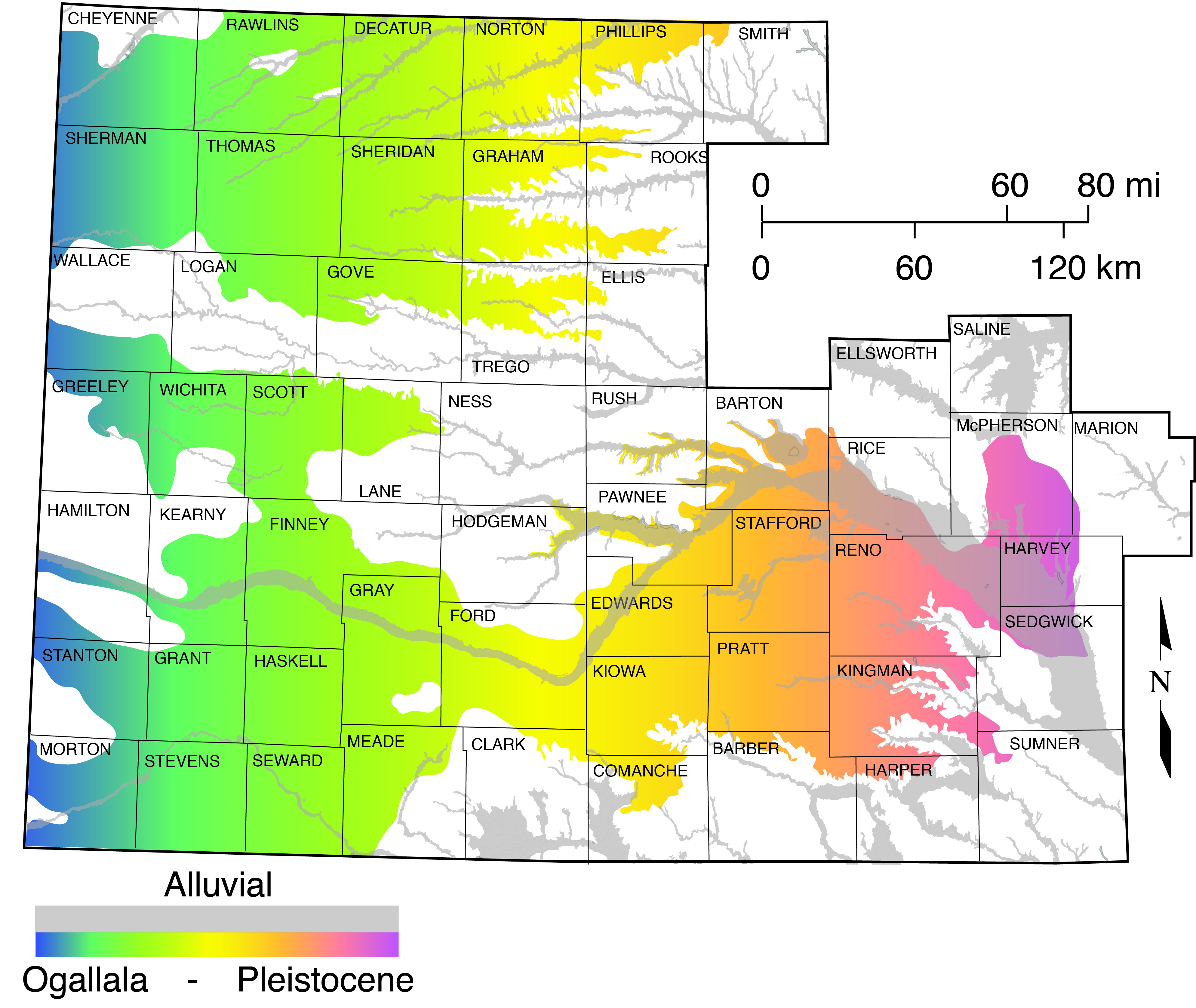 Figure 2.
Schematic (A) and map (B) showing aquifers that make up the High Plains
aquifer.