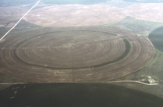 Figure 4. Aerial photos of (B) center-pivot irrigation (photos courtesy of Tom Schmiedeler, Washburn University).