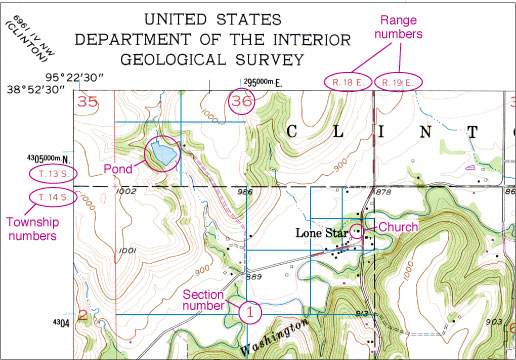 Labels on a topographic map are described.