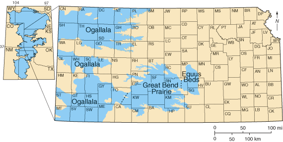 Aquifer ranges from Texas-New Mexico border in south to South Dakota-Wyoming border in north.