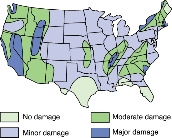 Map of earthquake risk.