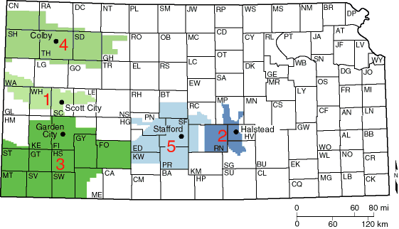 Five ground-water districts in Kansas.