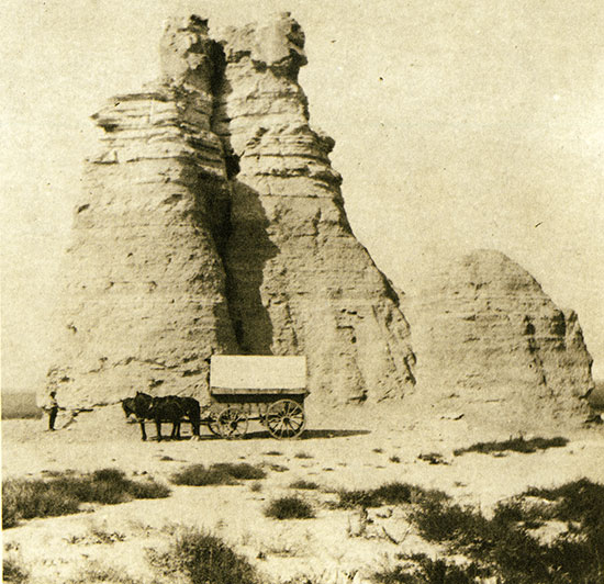 Sepia historical photo of Castle Rock.
