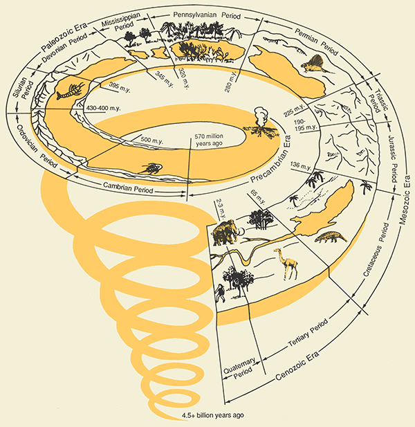 Spiral shows the length of each era and period.