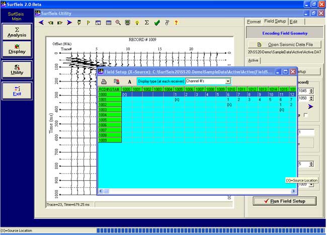 Program dialog box--Source-receiver Station Table after Encoding.