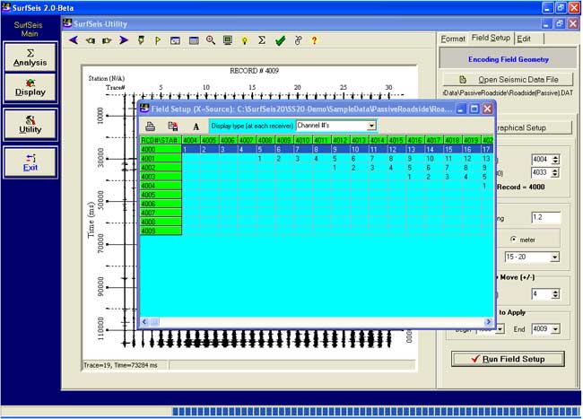 Program dialog box--Source-receiver Station Table after Encoding.