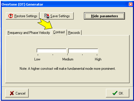 Program dialog box--Active (A) and Passive (P).